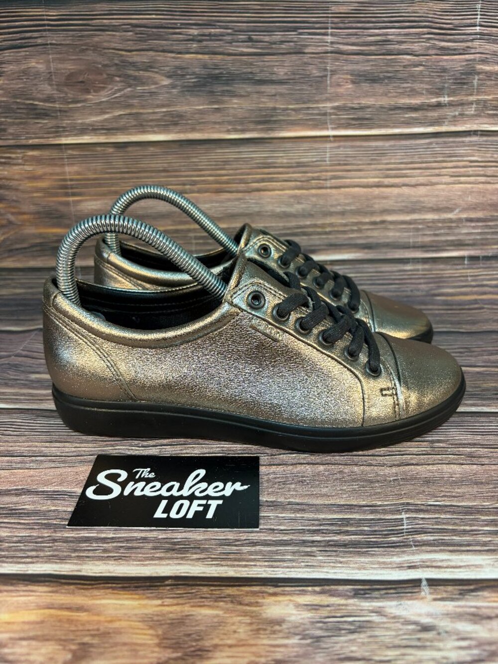 Ecco Women's Soft 7 Leather‎ Metallic Casual Lace Up Shoes Size 6